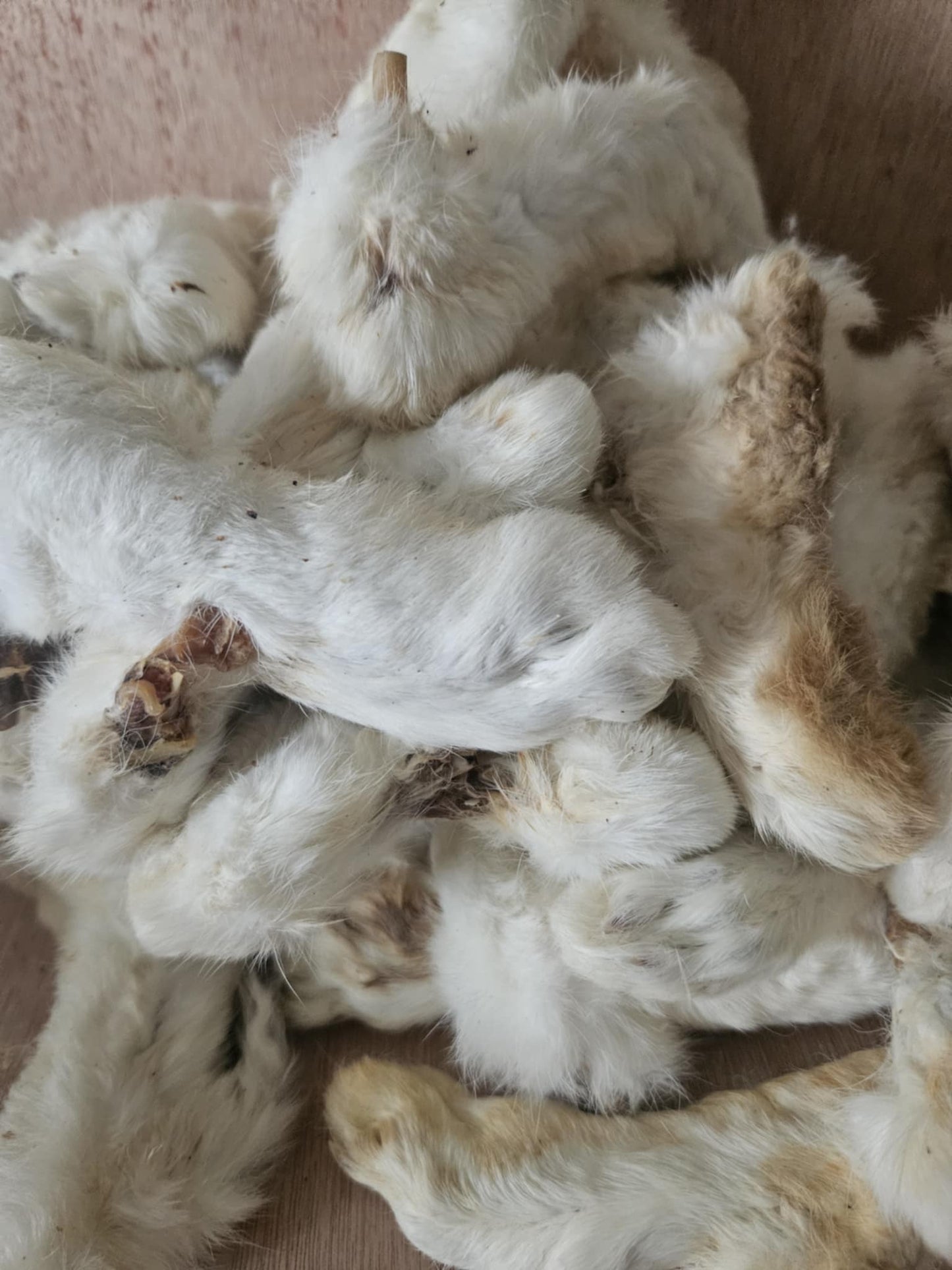 Natural Air Dried Rabbit Feet with Fur Dog Treat Chew