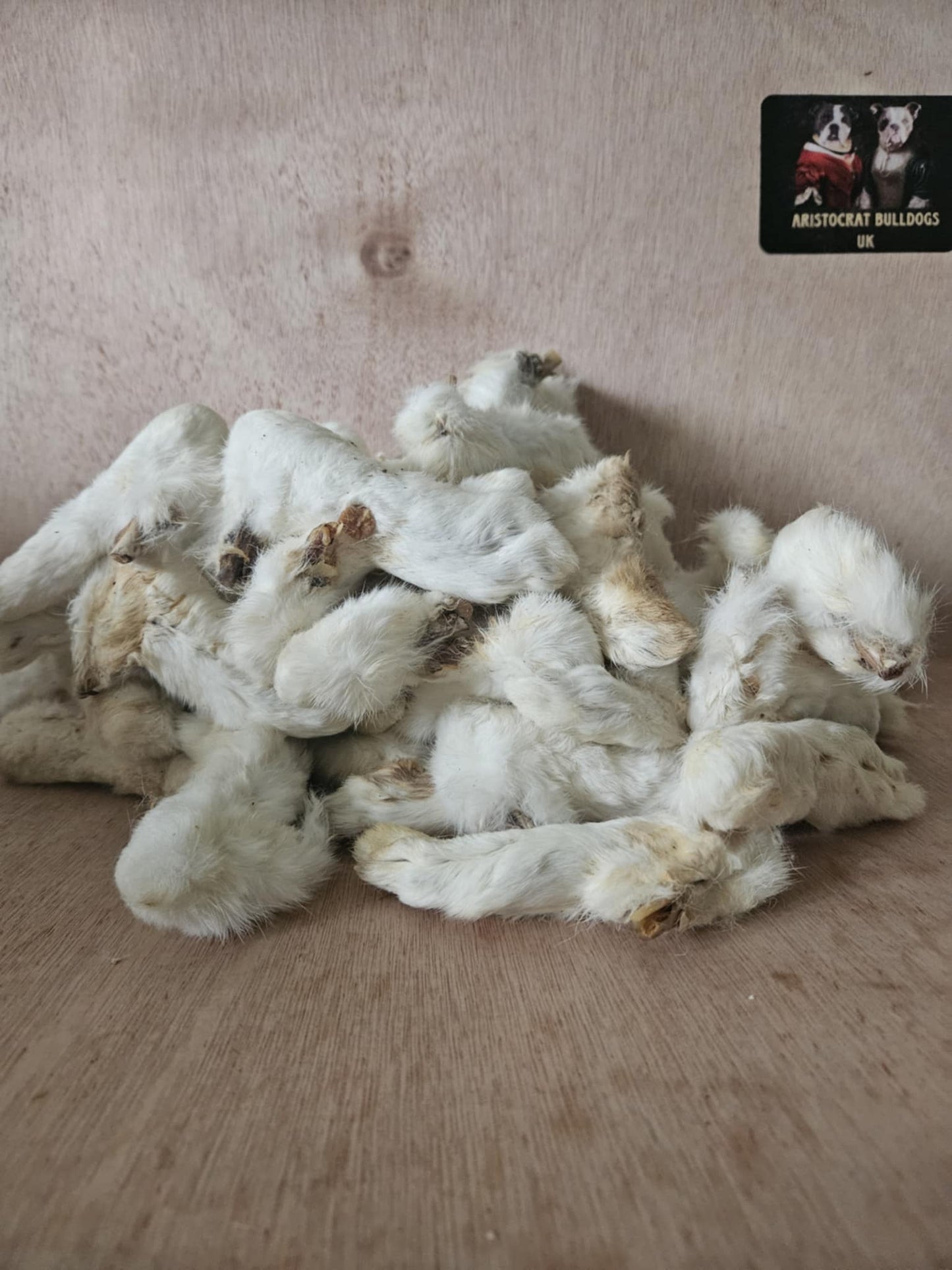 Natural Air Dried Rabbit Feet with Fur Dog Treat Chew