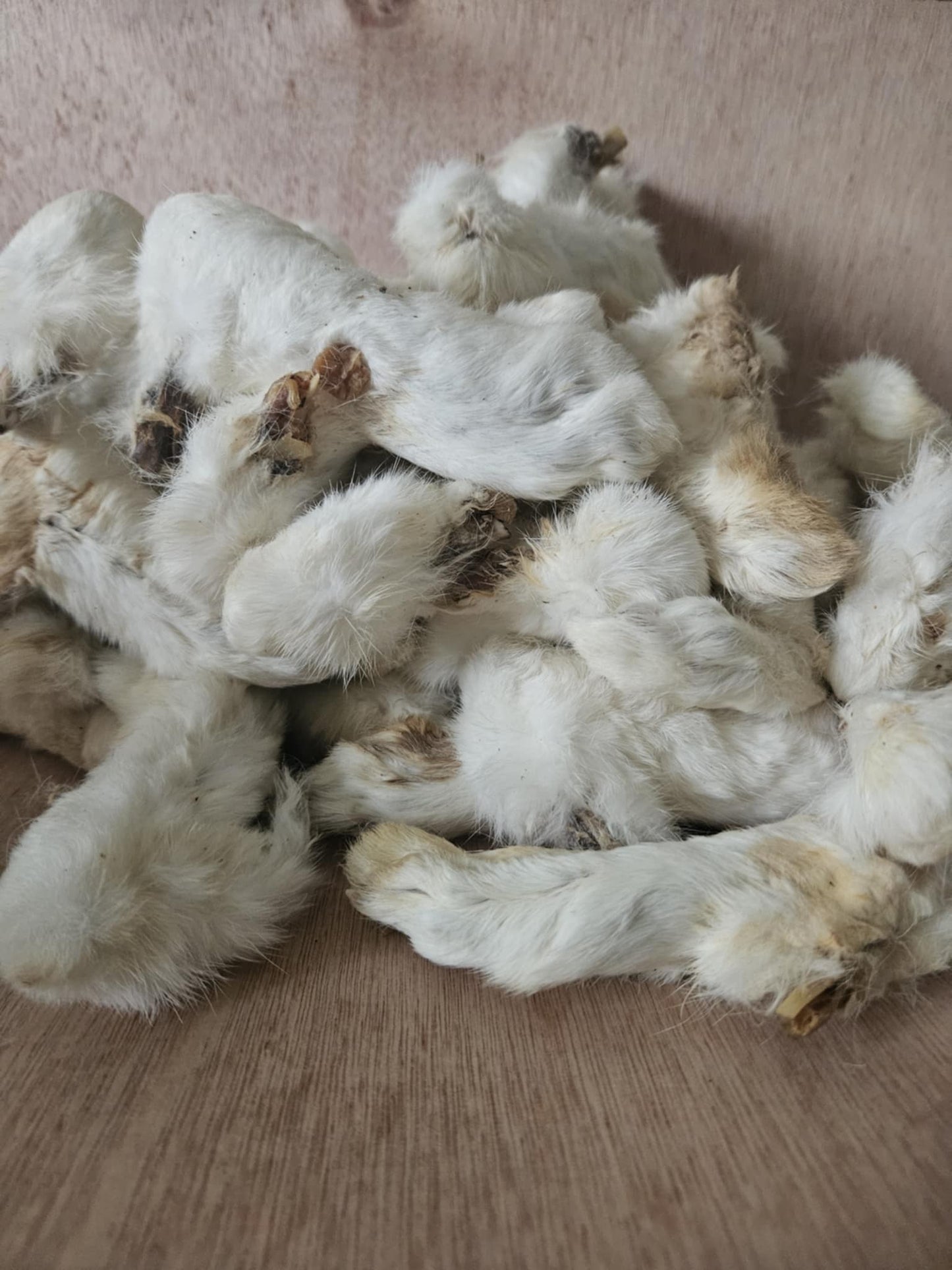 Natural Air Dried Rabbit Feet with Fur Dog Treat Chew